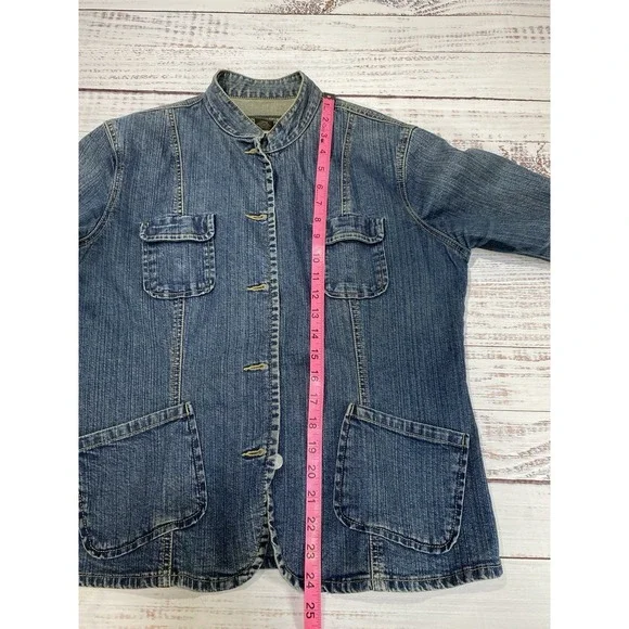 Banana Republic Women Denim Jacket Button Up Medium Wash Chest Pockets  Sz Med - Picture 4 of 5